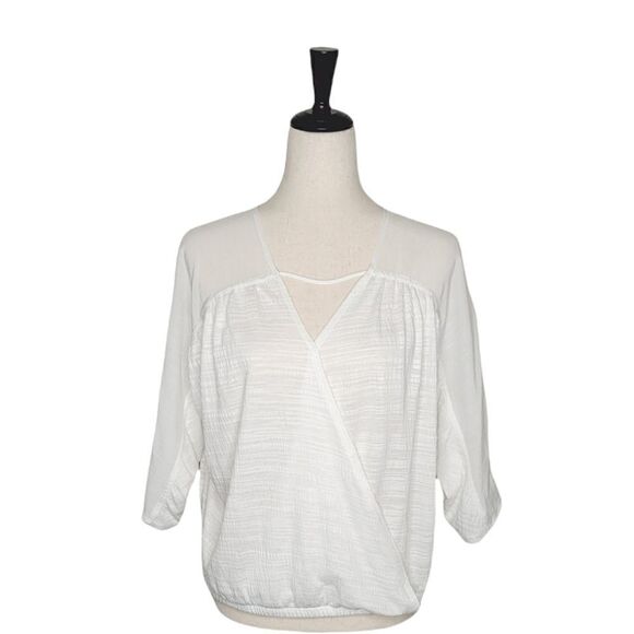 a.n.a. White Surplice 3/4 Sleeve Blouse - Picture 1 of 6